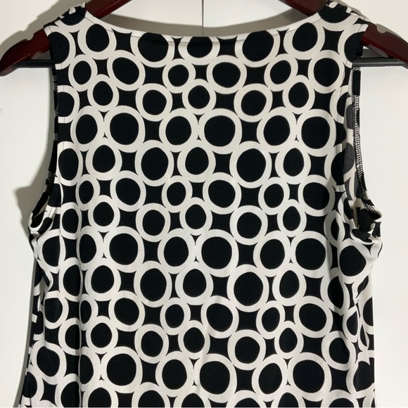 Calvin Klein NWT’s Sleeveless Draped Neckline Black White Polka Dot Blouse Sz M - Picture 11 of 15